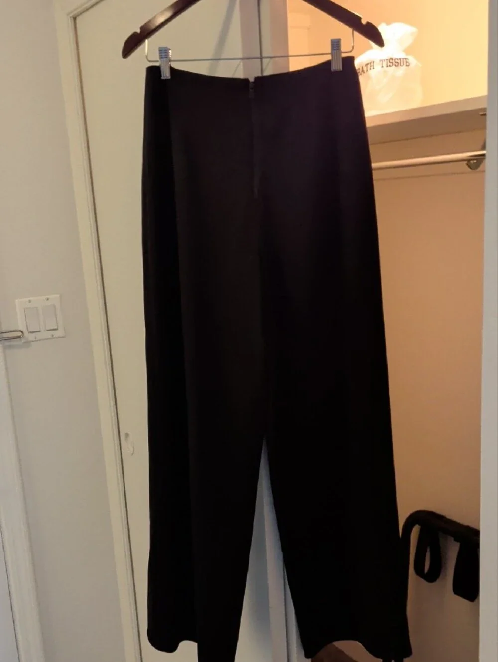 Alice + Olivia Black Wide-Leg Draped Split Leg Trousers